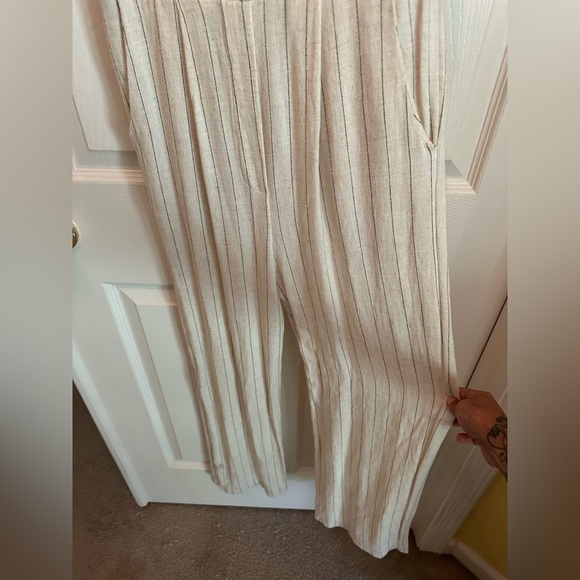 Pinstripe linen romper jumpsuit NWT - Picture 3 of 7